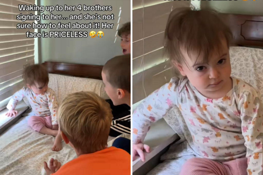 Toddler Wakes up to 4 Brothers Putting On Show—and Her Face Says It All