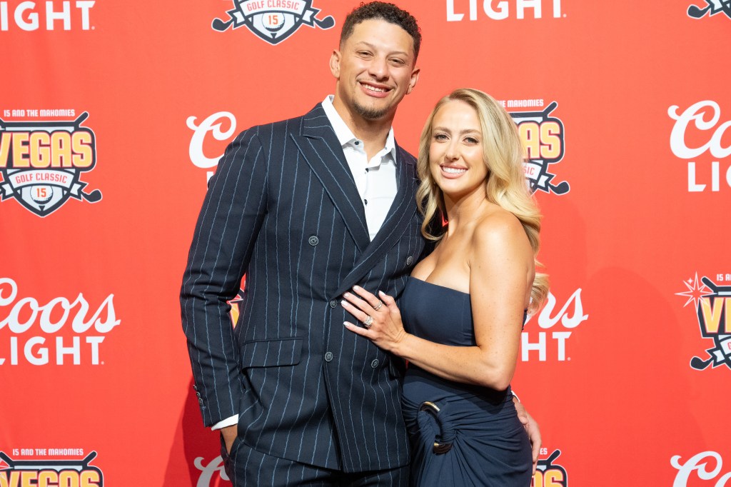 Brittany Mahomes wears strapless dress with high slit to husband Patrick’s 15 and the Mahomies Foundation gala